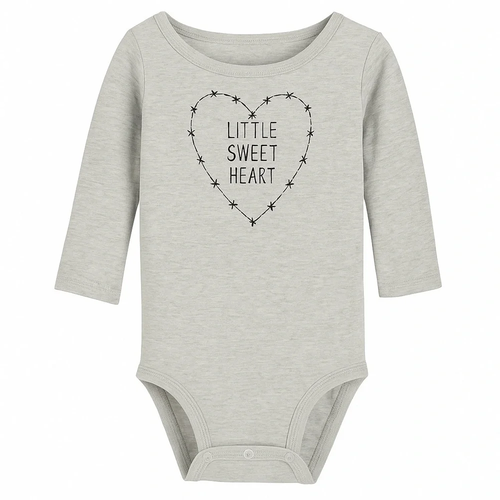 Little Sweet Heart Gray Long Sleeve Onesie